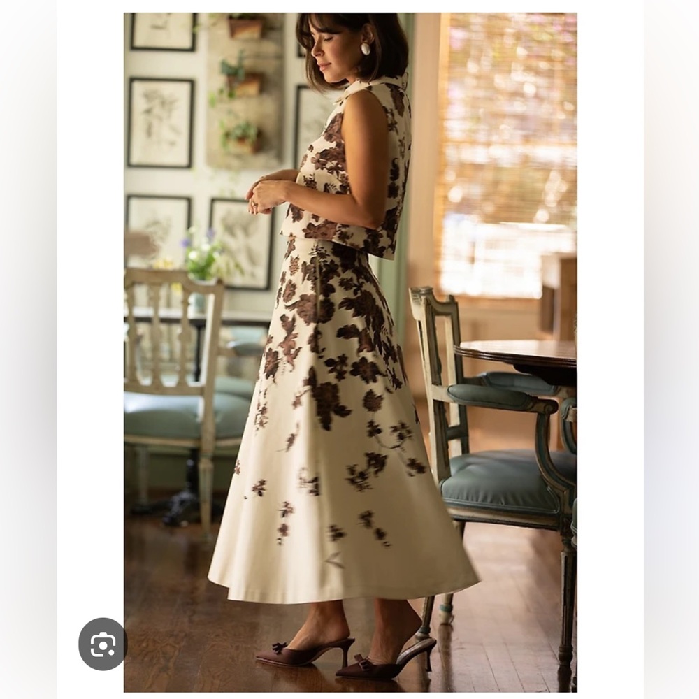 NWT Antonio Melani x Style Bungalow Chintz Floral Coordinating Canvas  Skirt - Picture 6 of 12